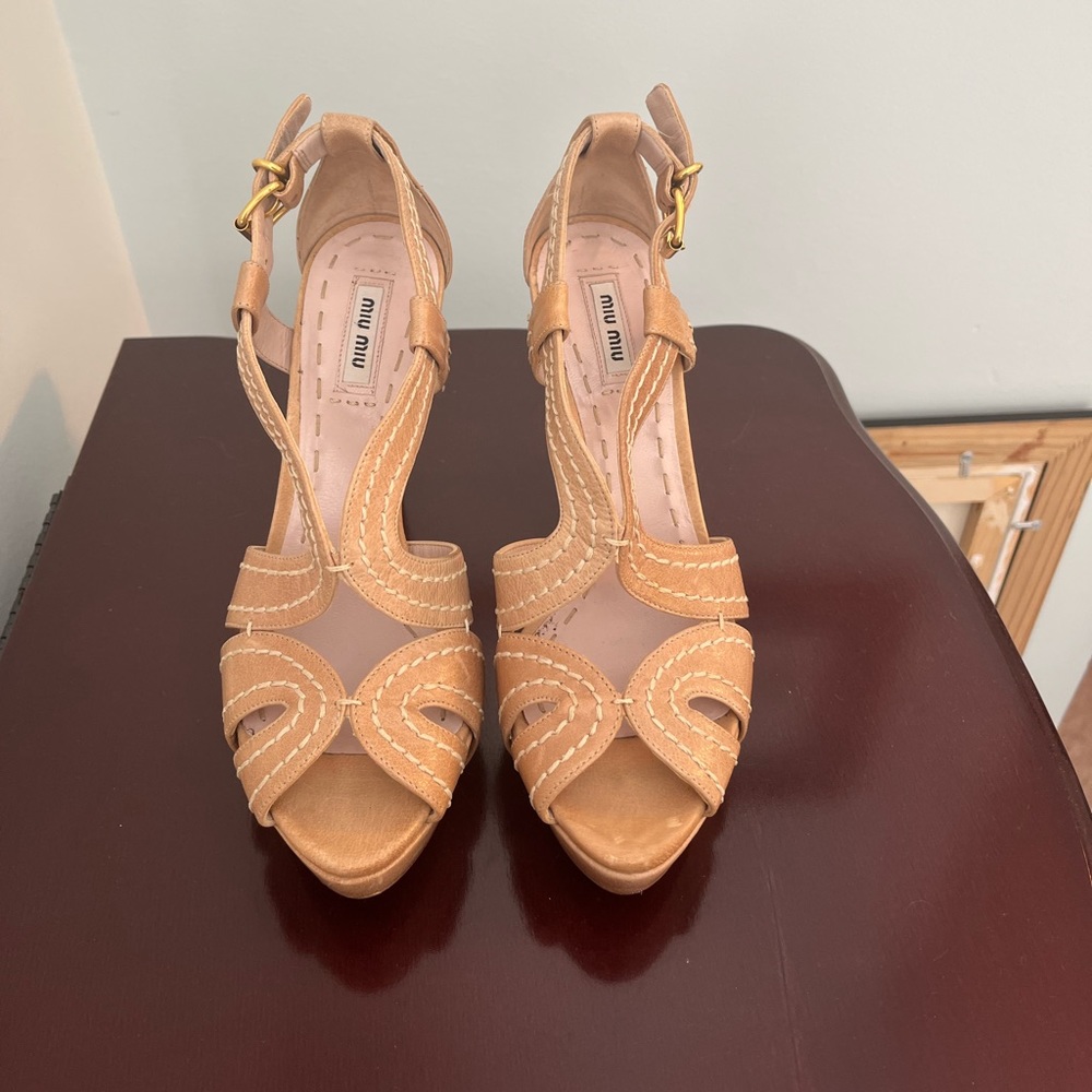 Nude leather Miu Miu heels